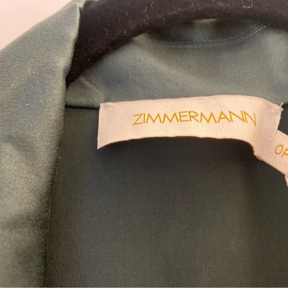 Zimmerman Asymmetric Ruffled Silk Wrap Dress in Green Size 00/0P - Picture 6 of 8